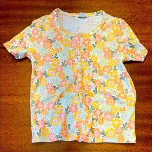 Cato Kids Floral Button Shirt - Pink, Yellow, Green